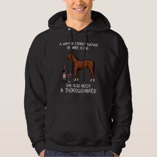 Horse Thoroughbred and wine funny man equestrian Hoodie