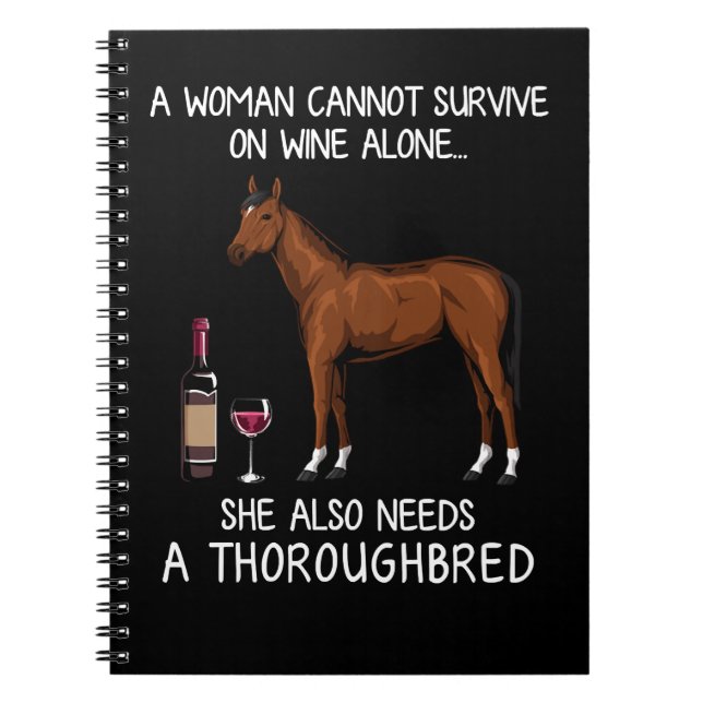 Horse Thoroughbred and wine funny man equestrian Notebook (Front)