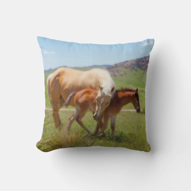 Horse Throw Pillow by Amanda Smith Wyoming Photo (Front)