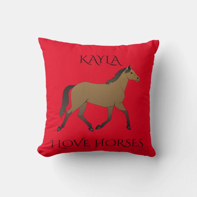 Horse throw pillow  personalised name available (Front)