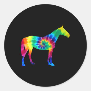 Horse Tie Dye Vintage Hippie Riding Rider Horses  Classic Round Sticker