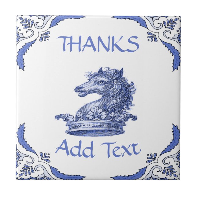 HORSE Tile, Dutch Look, Personalise Ceramic Tile (Front)