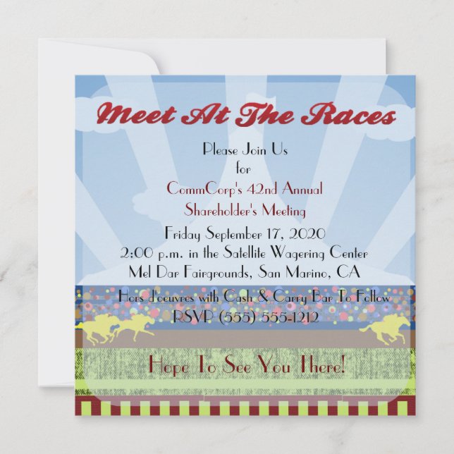 Horse Track Race Event Corporate Party - Invitation (Front)
