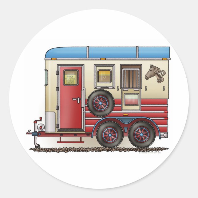 Horse Trailer Camper Classic Round Sticker (Front)