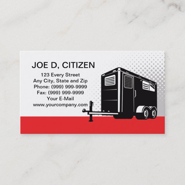 horse trailer hire sales business card (Front)