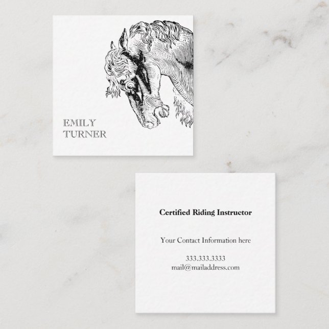 Horse Trainer Barn Equestrian Square Business Card (Front/Back)