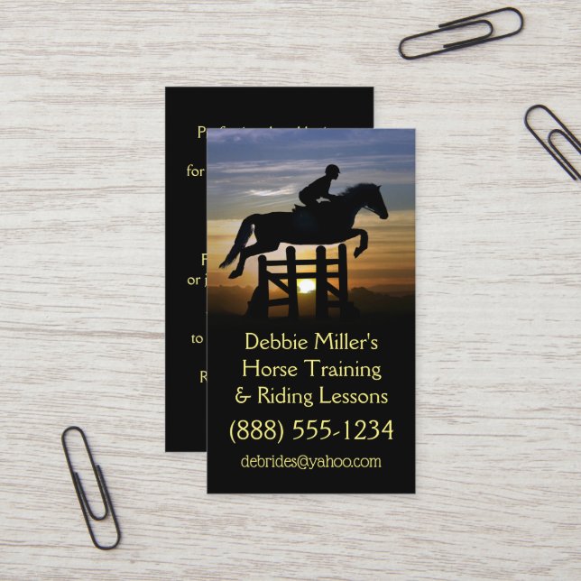 Horse Training and Riding Lessons  Business Card (Front/Back In Situ)