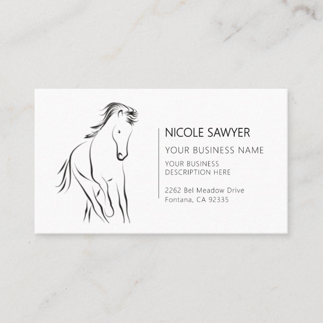 Horse Training Equestrian Horseback Riding Equine Business Card (Front)