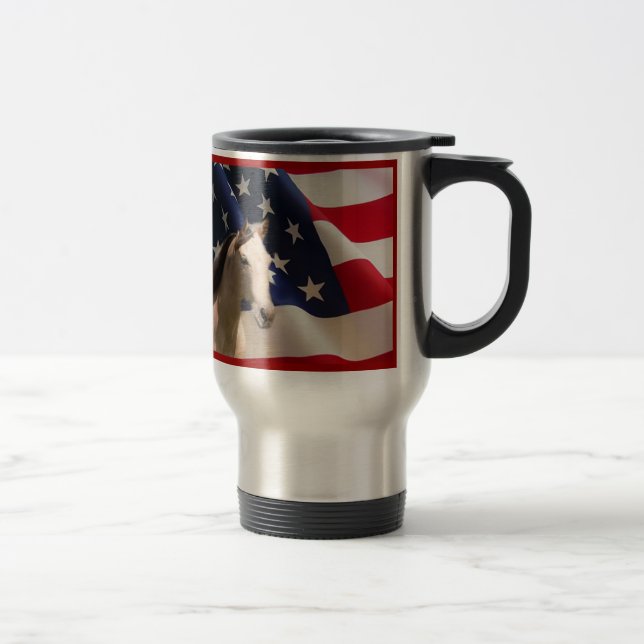 Horse Travel Mug American Flag (Right)