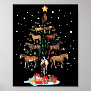 Horse Tree Christmas Horses Xmas For Women Girls  Poster