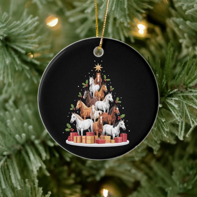 Horse Tree Christmas Horses Xmas Gifts Ceramic Tree Decoration (Tree)