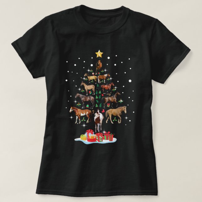 Horse Tree Christmas Horses Xmas Tee Gifts For Wom (Design Front)