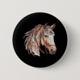 Horse Tribal Abstract Art Native American 6 Cm Round Badge