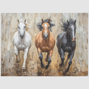 Horse Trio Galloping Painting Decoupage Tissue Paper