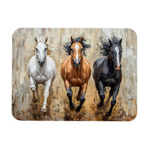 Horse Trio Galloping Painting Magnet