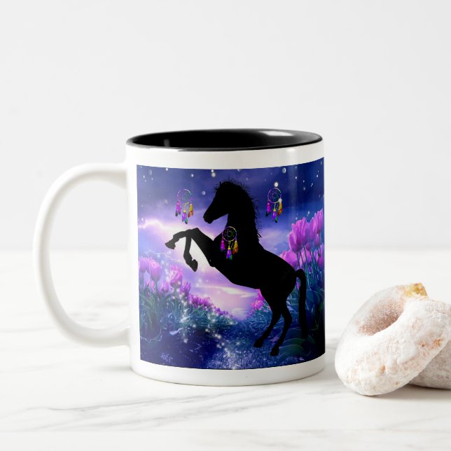Horse Two-Tone Coffee Mug (With Donut)