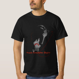 Horse Typography Art Freedom Begins Equestrian T-Shirt