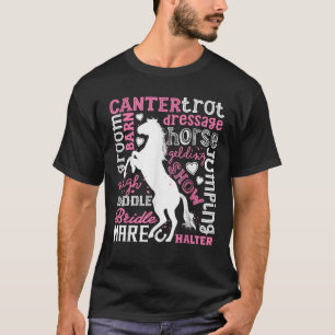 Horse Typography Word Art Equestrian Girls T-Shirt
