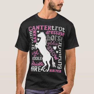 Horse Typography Word Art Girls Horseback Riding E T-Shirt