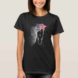 Horse Us Flag Bandanna For Horse Women Kids Girls T-Shirt