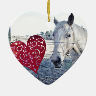 HORSE Valentine heart Ceramic Tree Decoration