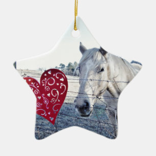 HORSE Valentine heart Ceramic Tree Decoration