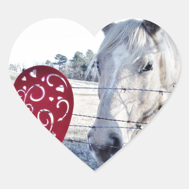 HORSE Valentine heart Heart Sticker (Front)