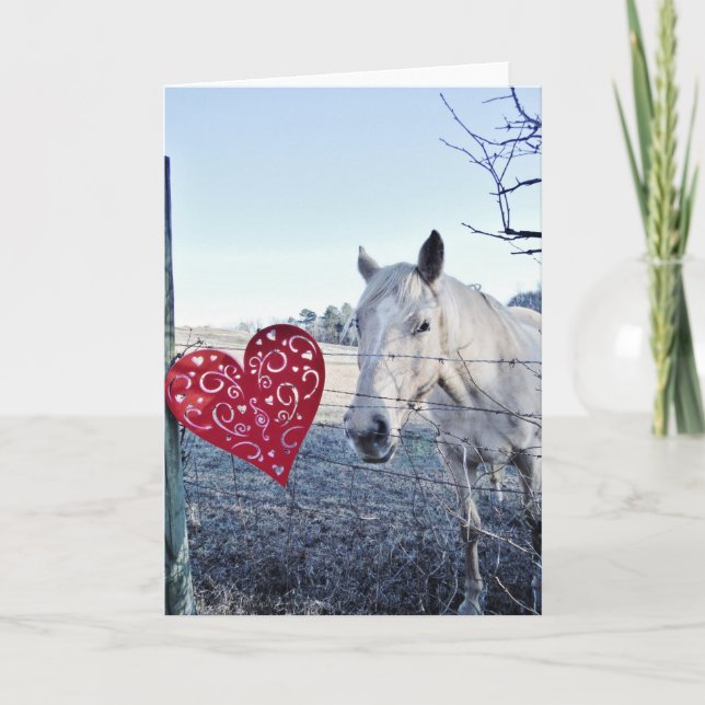 HORSE Valentine heart Holiday Card (Front)