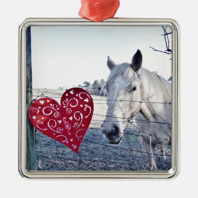 HORSE Valentine heart Metal Tree Decoration (Front)