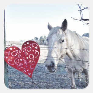 HORSE Valentine heart Square Sticker