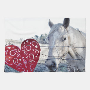 HORSE Valentine heart Tea Towel
