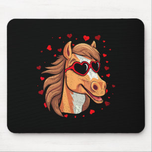 Horse Valentine Sungles Heart Cute Horse Lovers  Mouse Mat