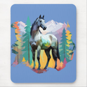 Horse Vector Art Animal In The Majestic Nature Mouse Mat