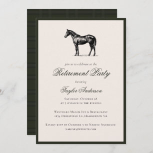 Horse Vintage Equestrian Elegant Retirement Party Invitation