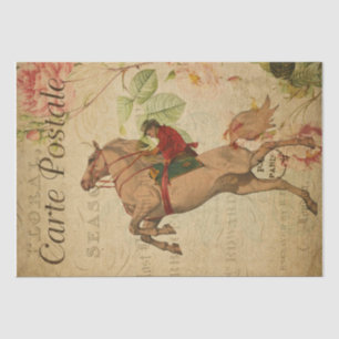 Horse Vintage Floral Postcard Tissue Paper