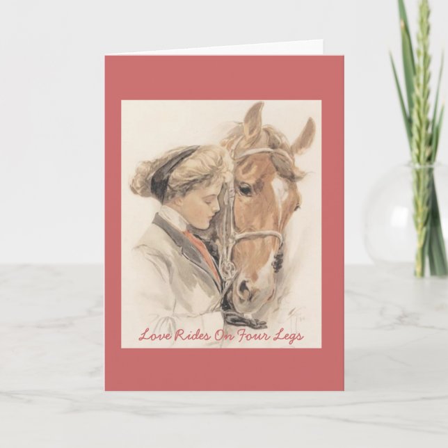 Horse Vintage Greeting Card (Front)