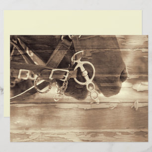 Horse Vintage Western Sepia Rustic Wood Decoupage