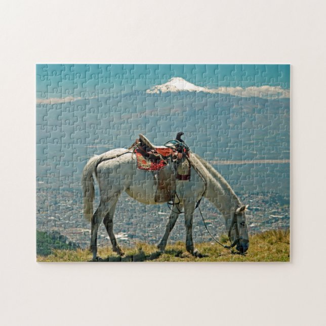 Horse & volcano, Quito, Ecuador Jigsaw Puzzle (Horizontal)