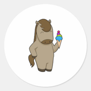 Horse Waffle ice cream Classic Round Sticker