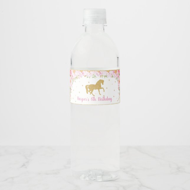 Horse Water Bottle Sticker Labels Birthday Favor (Front)