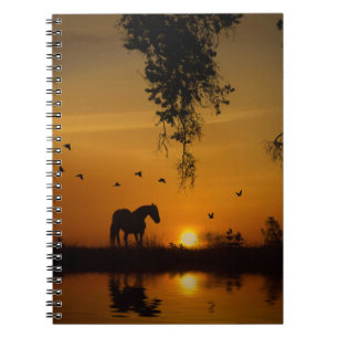 Horse Water Sunset Country Notebook