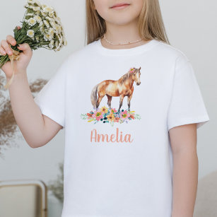 Horse Watercolor Custom Name Pony T-Shirt