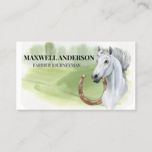 Horse Watercolor Ferrier Stable Horseshoe  Business Card