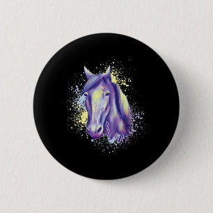 Horse Watercolor Horseback Riding Horse Lover 6 Cm Round Badge