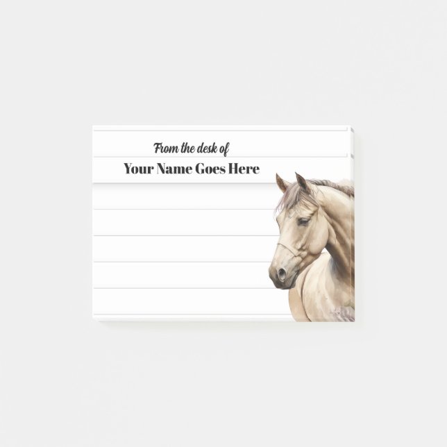Horse watercolor western lined desk top note  (Front)
