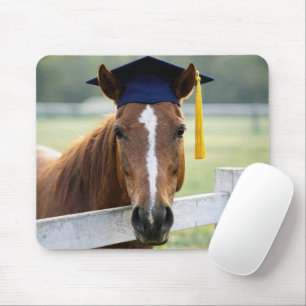 Horse Wearing a Graduate Cap Mouse Mat