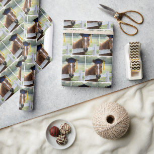 Horse Wearing a Graduate Cap Wrapping Paper