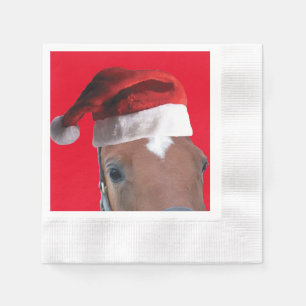 Horse wearing Santa Claus Hat Napkin