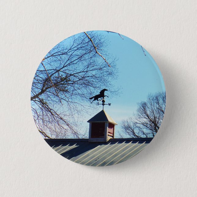 Horse Weather Vane Blue Sky 6 Cm Round Badge (Front)