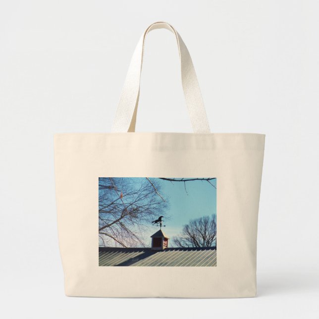 Horse Weather Vane Blue Sky Large Tote Bag (Front)